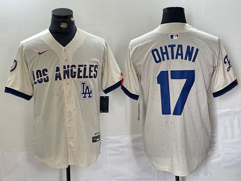 Men Los Angeles Dodgers #17 Ohtani Cream Fashion Nike Game MLB Jersey style 71->los angeles dodgers->MLB Jersey